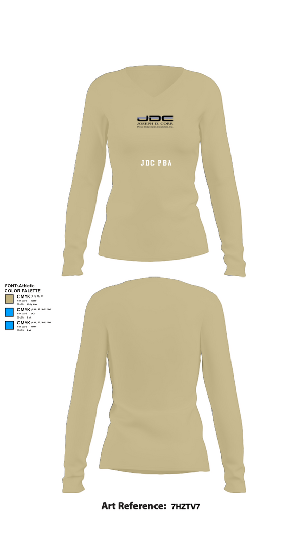 Womens Long Sleeve Vneck Shirt, JDC PBA, Police, Teamtime, Team time, sublimation, custom sports apparel, team uniforms, spirit wear, spiritwear, sports uniforms, custom shirts, team store, custom team store, fundraiser sports, apparel fundraiser