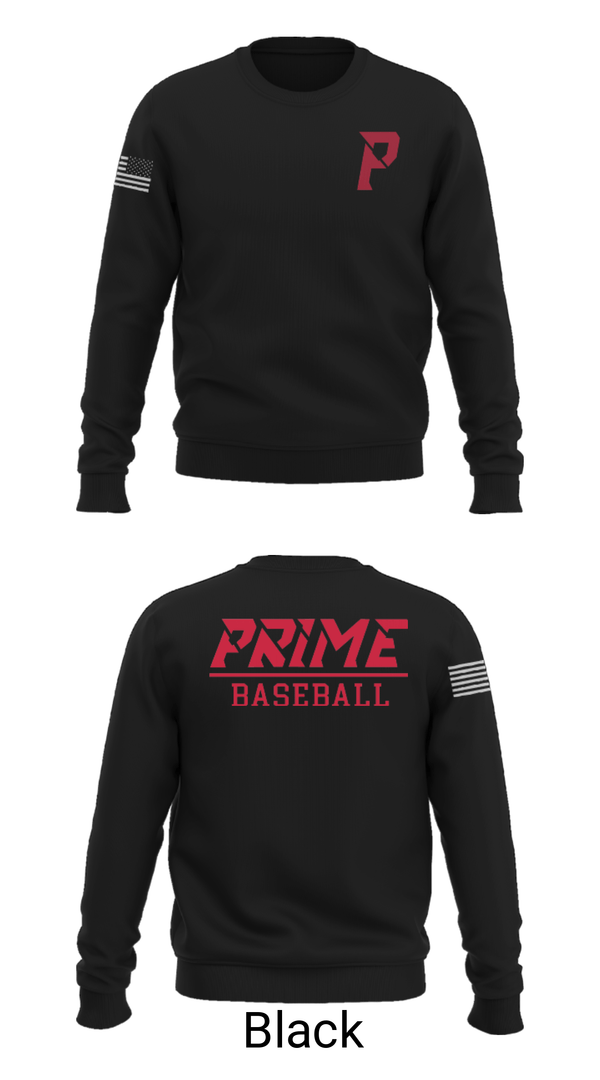 Crew Neck Sweatshirt, Prime Baseball, Baseball, Teamtime, Team time, sublimation, custom sports apparel, team uniforms, spirit wear, spiritwear, sports uniforms, custom shirts, team store, custom team store, fundraiser sports, apparel fundraiser