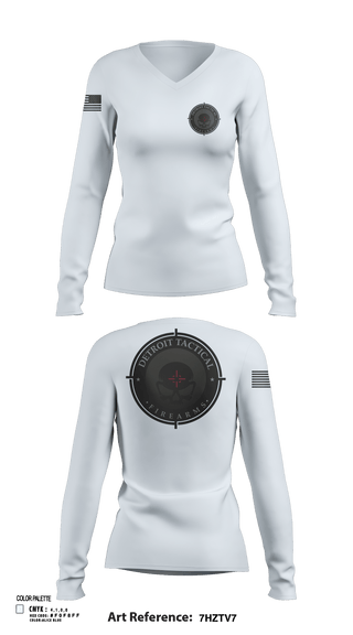 Womens Long Sleeve Vneck Shirt, Detroit Tactical Firearms, , Teamtime, Team time, sublimation, custom sports apparel, team uniforms, spirit wear, spiritwear, sports uniforms, custom shirts, team store, custom team store, fundraiser sports, apparel fundraiser