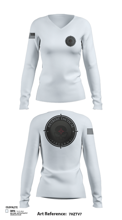 Detroit Tactical Firearms 87119150 Women's Long Sleeve V-neck Shirt - 52