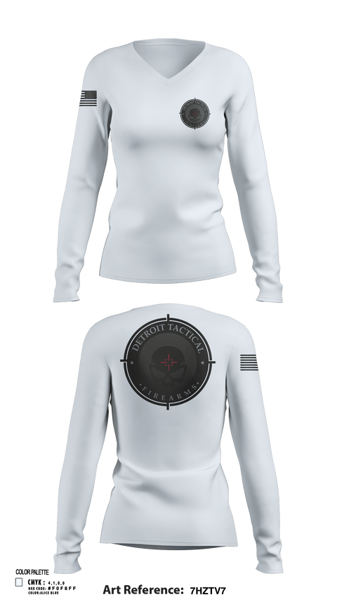 Womens Long Sleeve Vneck Shirt, Detroit Tactical Firearms, , Teamtime, Team time, sublimation, custom sports apparel, team uniforms, spirit wear, spiritwear, sports uniforms, custom shirts, team store, custom team store, fundraiser sports, apparel fundraiser