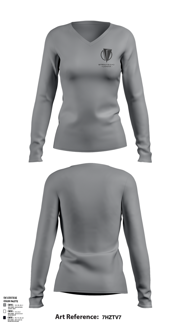 Womens Long Sleeve Vneck Shirt, Strategic Logix, , Teamtime, Team time, sublimation, custom sports apparel, team uniforms, spirit wear, spiritwear, sports uniforms, custom shirts, team store, custom team store, fundraiser sports, apparel fundraiser
