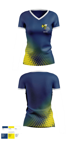 Womens Short Sleeve Vneck Shirt, Detroit Country Day School (Upper School) Cheer, Cheer, Teamtime, Team time, sublimation, custom sports apparel, team uniforms, spirit wear, spiritwear, sports uniforms, custom shirts, team store, custom team store, fundraiser sports, apparel fundraiser