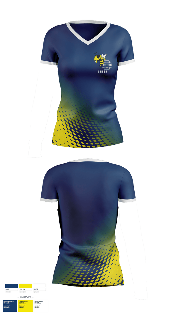 Womens Short Sleeve Vneck Shirt, Detroit Country Day School (Upper School) Cheer, Cheer, Teamtime, Team time, sublimation, custom sports apparel, team uniforms, spirit wear, spiritwear, sports uniforms, custom shirts, team store, custom team store, fundraiser sports, apparel fundraiser