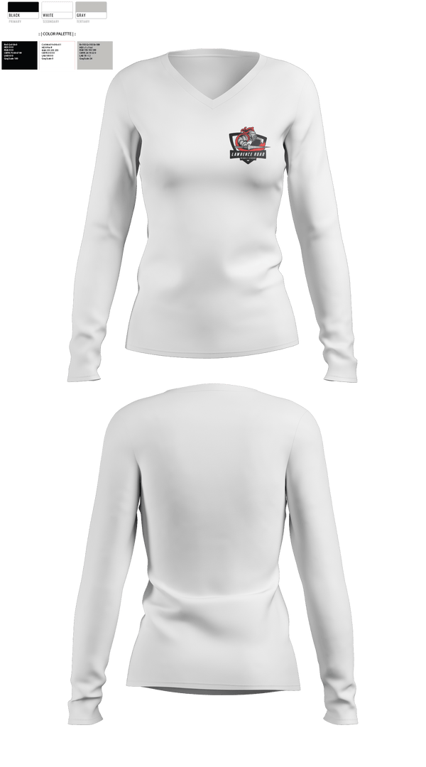 Women's Long Sleeve Vneck Shirt, Lawrence Road Middle School, , Teamtime, Team time, sublimation, custom sports apparel, team uniforms, spirit wear, spiritwear, sports uniforms, custom shirts, team store, custom team store, fundraiser sports, apparel fundraiser