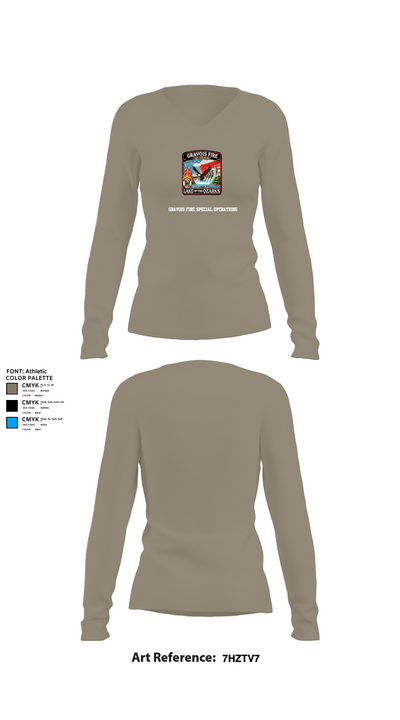 Gravois Fire Special Operations 80045989 Women's Long Sleeve V-neck Shirt - 62