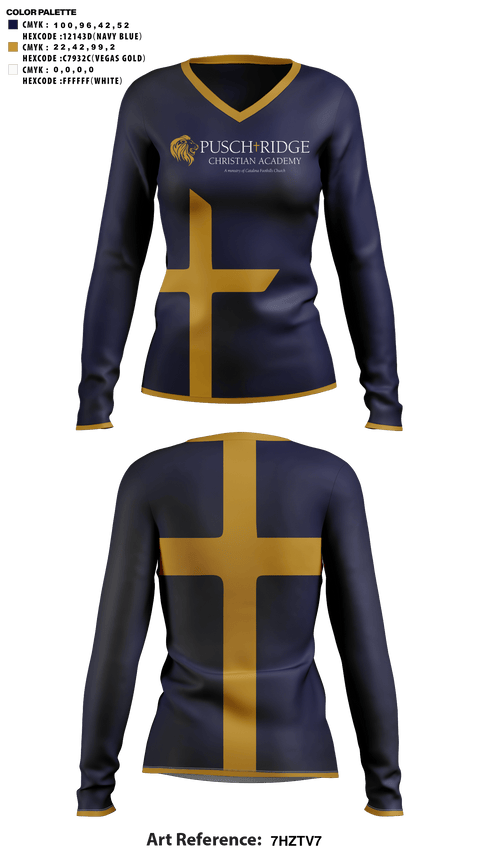 Womens Long Sleeve Vneck Shirt, Pusch Ridge Christian Academy Upper School Cheer, Cheer, Teamtime, Team time, sublimation, custom sports apparel, team uniforms, spirit wear, spiritwear, sports uniforms, custom shirts, team store, custom team store, fundraiser sports, apparel fundraiser