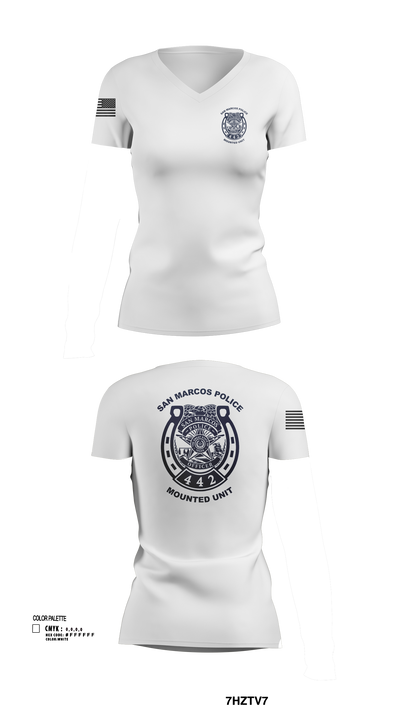 San Marcos Police Mounted Unit 48191371 Women's Short Sleeve V-neck Shirt - 101