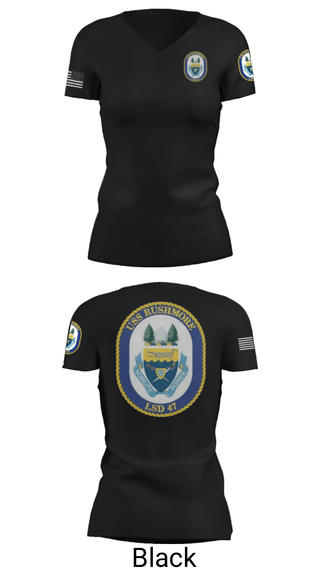 Women's Short Sleeve Vneck Shirt, USS RUSHMORE, Navy, Teamtime, Team time, sublimation, custom sports apparel, team uniforms, spirit wear, spiritwear, sports uniforms, custom shirts, team store, custom team store, fundraiser sports, apparel fundraiser