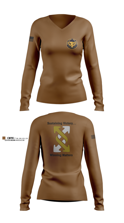 143rd ESC 13451514 Women's Long Sleeve V-neck Shirt - 2
