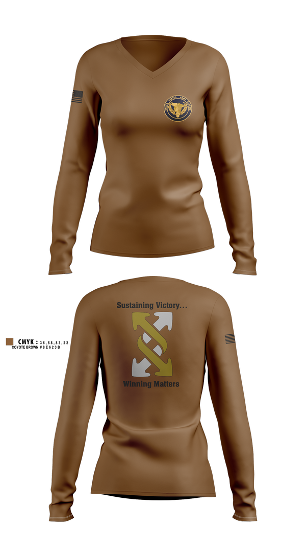 Womens Long Sleeve Vneck Shirt, 143rd ESC, , Teamtime, Team time, sublimation, custom sports apparel, team uniforms, spirit wear, spiritwear, sports uniforms, custom shirts, team store, custom team store, fundraiser sports, apparel fundraiser