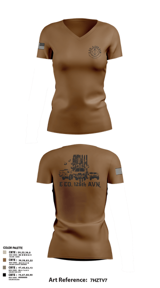 Womens Short Sleeve Vneck Shirt, B Co. 1-126AVN, Army, Teamtime, Team time, sublimation, custom sports apparel, team uniforms, spirit wear, spiritwear, sports uniforms, custom shirts, team store, custom team store, fundraiser sports, apparel fundraiser