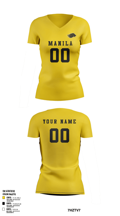 Manila Middle School Volleyball 11033273 Women's Short Sleeve V-neck Shirt - 7
