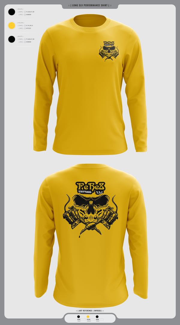 Long Sleeve Performance Shirt, PeReZ Tattoos, , Teamtime, Team time, sublimation, custom sports apparel, team uniforms, spirit wear, spiritwear, sports uniforms, custom shirts, team store, custom team store, fundraiser sports, apparel fundraiser