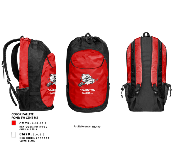 Gear Bag, Staunton High School Baseball, Baseball, Teamtime, Team time, sublimation, custom sports apparel, team uniforms, spirit wear, spiritwear, sports uniforms, custom shirts, team store, custom team store, fundraiser sports, apparel fundraiser