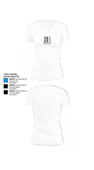 Womens Short Sleeve Vneck Shirt, BB PROPERTY DEVELOPMENT, , Teamtime, Team time, sublimation, custom sports apparel, team uniforms, spirit wear, spiritwear, sports uniforms, custom shirts, team store, custom team store, fundraiser sports, apparel fundraiser