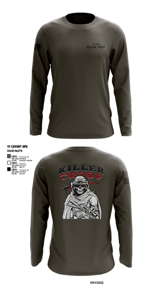 Long Sleeve Performance Shirt, 3/2CR Killer Troop, Army, Teamtime, Team time, sublimation, custom sports apparel, team uniforms, spirit wear, spiritwear, sports uniforms, custom shirts, team store, custom team store, fundraiser sports, apparel fundraiser