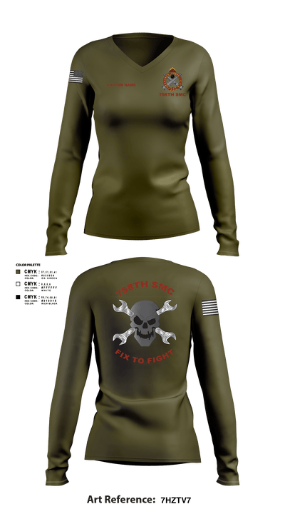 758th SMC 429395 Women's Long Sleeve V-neck Shirt - 9