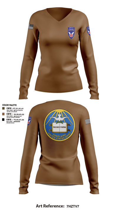 11th Infantry Division (ABN) 83666324 Women's Long Sleeve V-neck Shirt - 2
