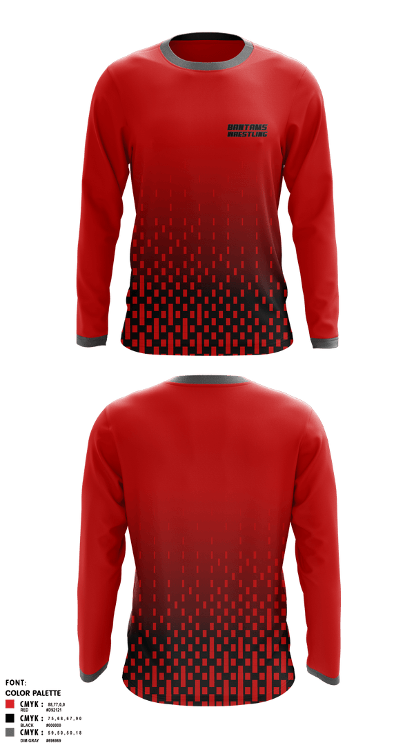 Long Sleeve Rash Guard Shirt, BANTAMS, Wrestling, Teamtime, Team time, sublimation, custom sports apparel, team uniforms, spirit wear, spiritwear, sports uniforms, custom shirts, team store, custom team store, fundraiser sports, apparel fundraiser