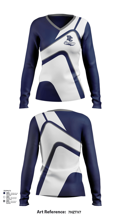 Womens Long Sleeve Vneck Shirt, Dassel-Cokato Middle School, Spirit Store, Teamtime, Team time, sublimation, custom sports apparel, team uniforms, spirit wear, spiritwear, sports uniforms, custom shirts, team store, custom team store, fundraiser sports, apparel fundraiser