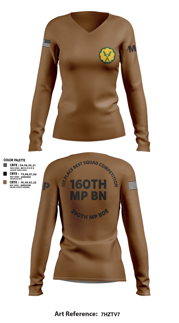Womens Long Sleeve Vneck Shirt, 160th mp bn, Army, Teamtime, Team time, sublimation, custom sports apparel, team uniforms, spirit wear, spiritwear, sports uniforms, custom shirts, team store, custom team store, fundraiser sports, apparel fundraiser