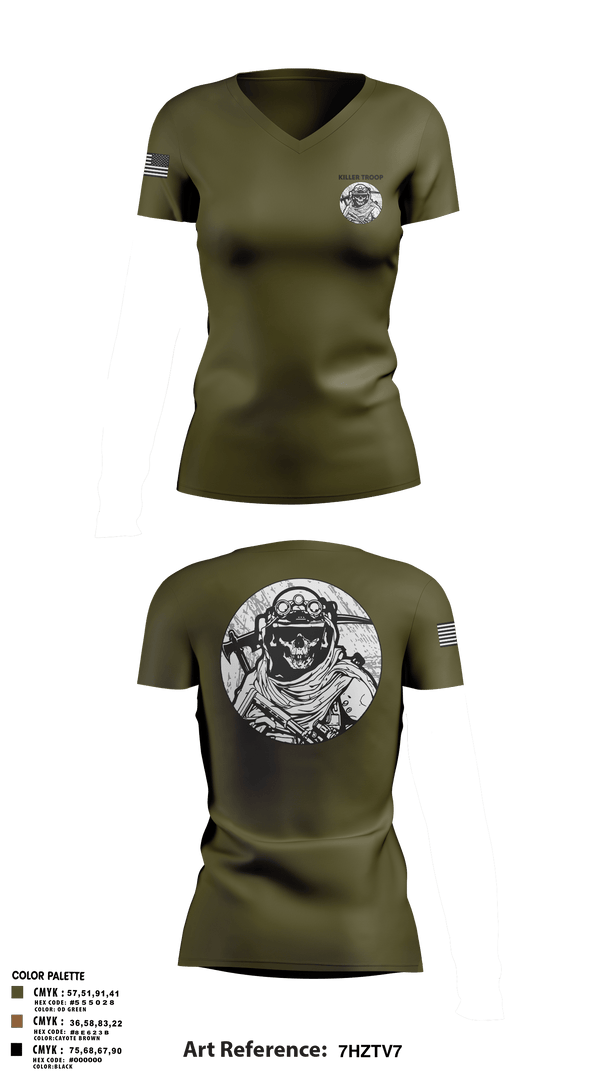 Women's Short Sleeve Vneck Shirt, Killer Troop, Army, Teamtime, Team time, sublimation, custom sports apparel, team uniforms, spirit wear, spiritwear, sports uniforms, custom shirts, team store, custom team store, fundraiser sports, apparel fundraiser