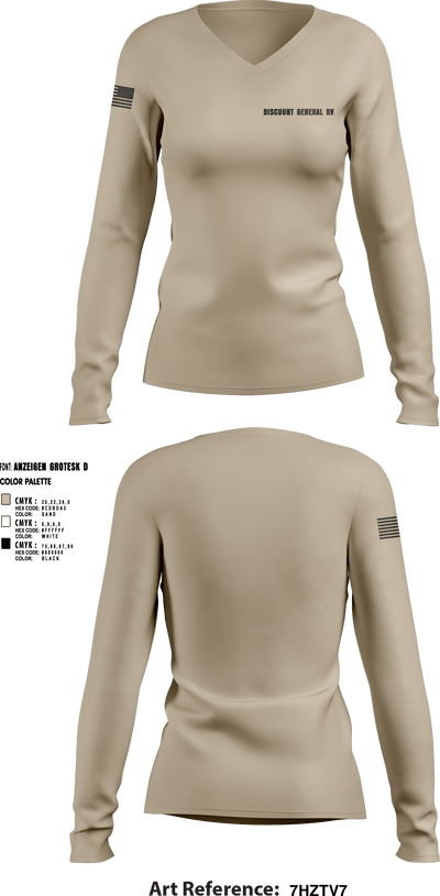 Discount General RV 21539094 Women's Long Sleeve V-neck Shirt - 1
