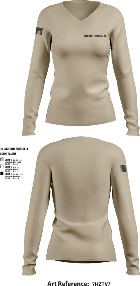 Womens Long Sleeve Vneck Shirt, Discount General RV, , Teamtime, Team time, sublimation, custom sports apparel, team uniforms, spirit wear, spiritwear, sports uniforms, custom shirts, team store, custom team store, fundraiser sports, apparel fundraiser