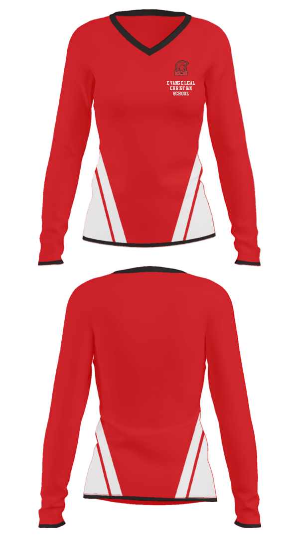 Women's Long Sleeve Vneck Shirt, Evangelical Christian School, Spirit Store, Teamtime, Team time, sublimation, custom sports apparel, team uniforms, spirit wear, spiritwear, sports uniforms, custom shirts, team store, custom team store, fundraiser sports, apparel fundraiser