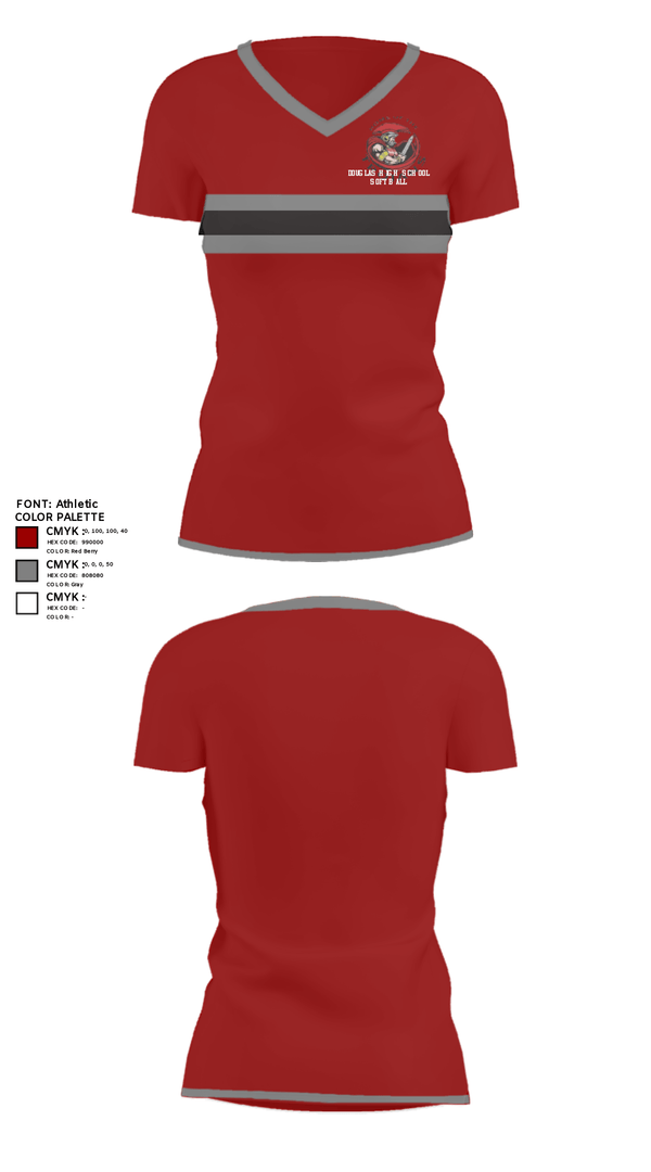 Women's Short Sleeve Vneck Shirt, Douglas High School Softball, Softball, Teamtime, Team time, sublimation, custom sports apparel, team uniforms, spirit wear, spiritwear, sports uniforms, custom shirts, team store, custom team store, fundraiser sports, apparel fundraiser