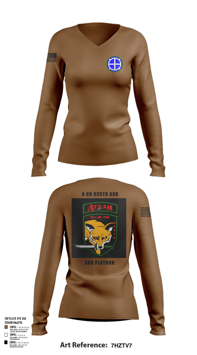 A co 935th ASB 3rd Platoon 87563624 Women's Long Sleeve V-neck Shirt - 129