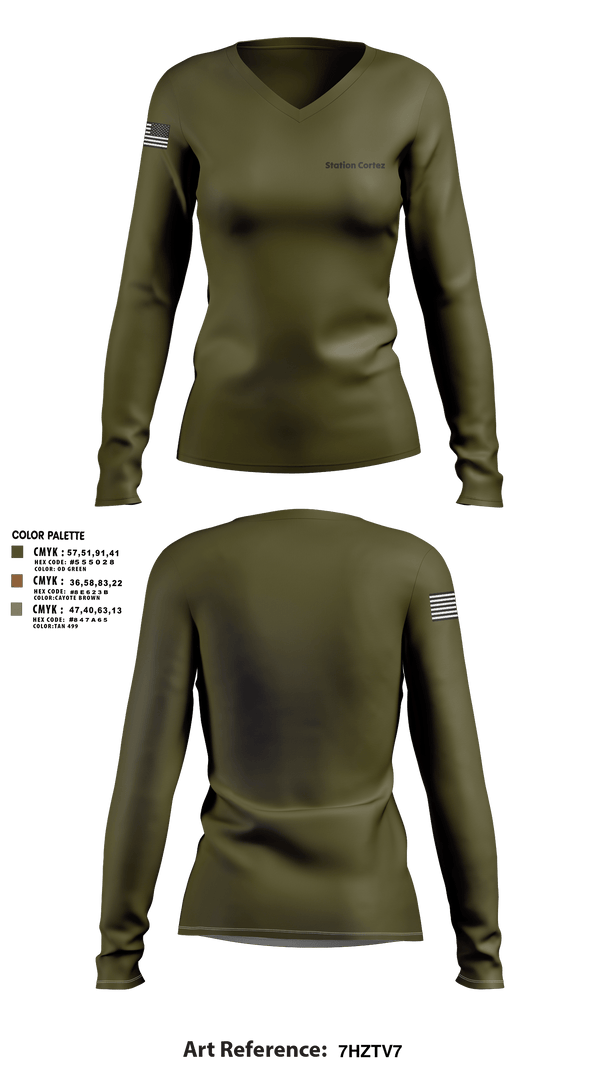 Women's Long Sleeve Vneck Shirt, Station Cortez, Coast Guard, Teamtime, Team time, sublimation, custom sports apparel, team uniforms, spirit wear, spiritwear, sports uniforms, custom shirts, team store, custom team store, fundraiser sports, apparel fundraiser