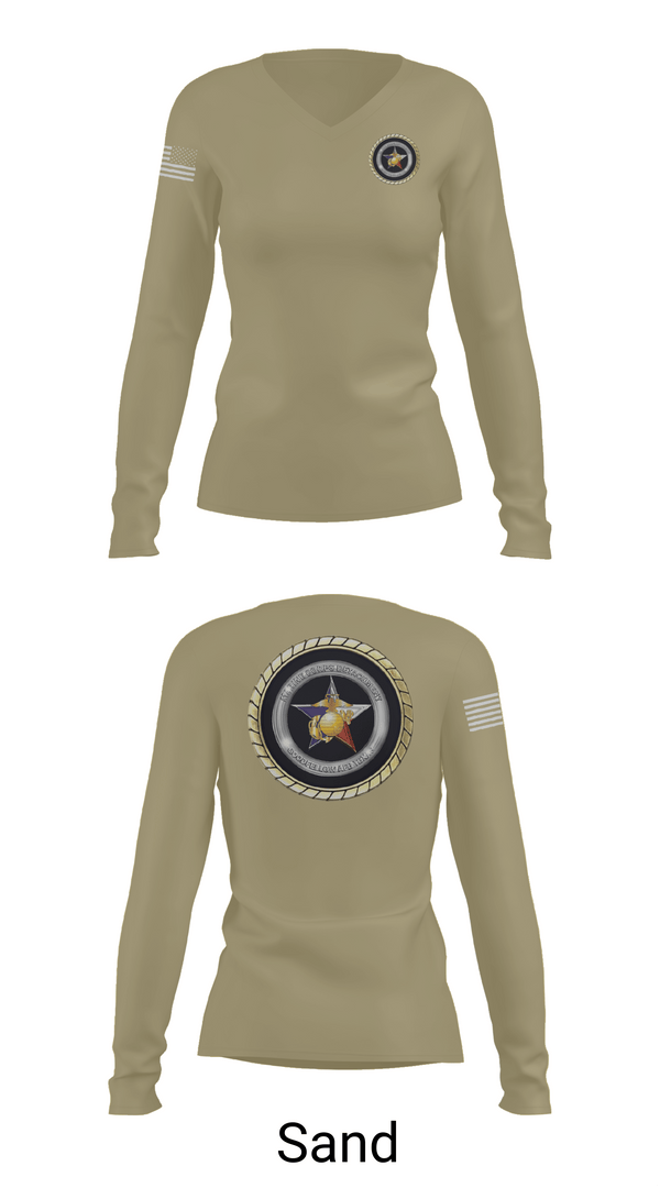 Womens Long Sleeve Vneck Shirt, Goodfellow AFB, Marines, Teamtime, Team time, sublimation, custom sports apparel, team uniforms, spirit wear, spiritwear, sports uniforms, custom shirts, team store, custom team store, fundraiser sports, apparel fundraiser