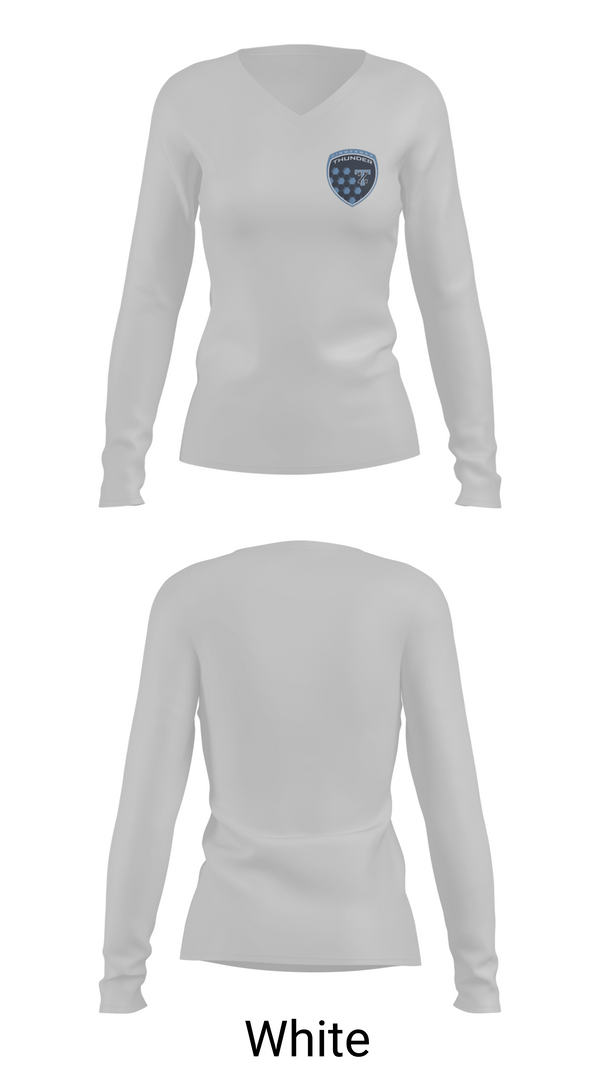 Womens Long Sleeve Vneck Shirt, THUNDER, Men's Soccer, Teamtime, Team time, sublimation, custom sports apparel, team uniforms, spirit wear, spiritwear, sports uniforms, custom shirts, team store, custom team store, fundraiser sports, apparel fundraiser