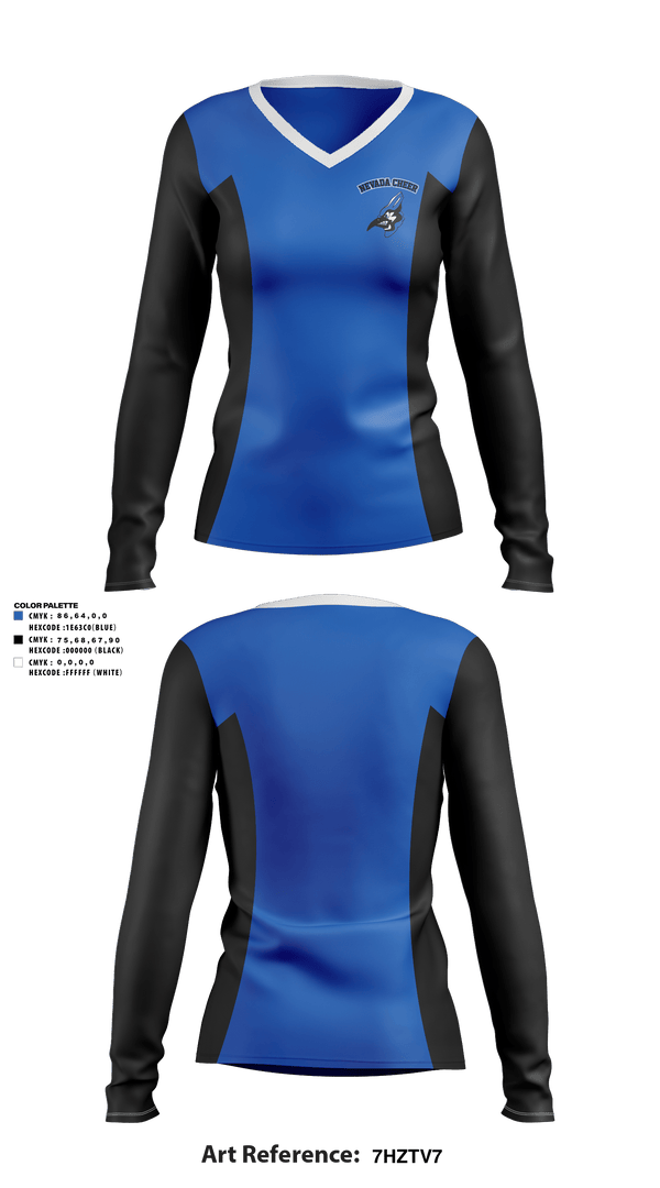 Womens Long Sleeve Vneck Shirt, Nevada High School Cheer, Cheer, Teamtime, Team time, sublimation, custom sports apparel, team uniforms, spirit wear, spiritwear, sports uniforms, custom shirts, team store, custom team store, fundraiser sports, apparel fundraiser