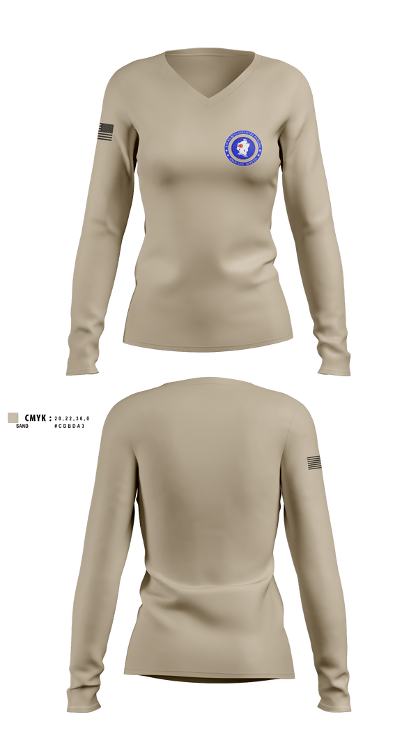 Womens Long Sleeve Vneck Shirt, 5/87th, , Teamtime, Team time, sublimation, custom sports apparel, team uniforms, spirit wear, spiritwear, sports uniforms, custom shirts, team store, custom team store, fundraiser sports, apparel fundraiser