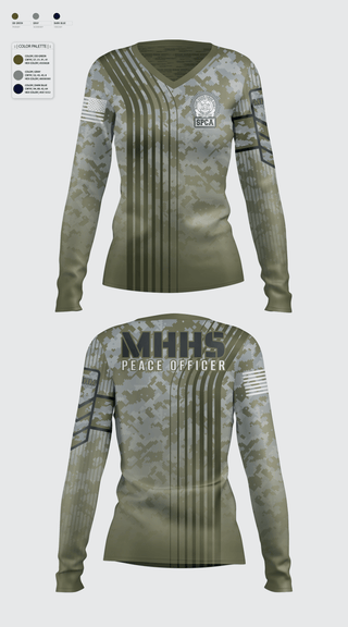 Women's Long Sleeve Vneck Shirt, Mohawk Hudson Humane Society, Law Enforcement Division, Police, Teamtime, Team time, sublimation, custom sports apparel, team uniforms, spirit wear, spiritwear, sports uniforms, custom shirts, team store, custom team store, fundraiser sports, apparel fundraiser