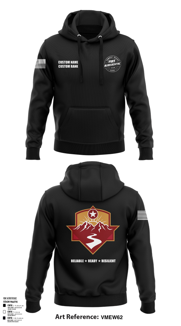 Hoodie, Fort Bliss DENTAC, Army, Teamtime, Team time, sublimation, custom sports apparel, team uniforms, spirit wear, spiritwear, sports uniforms, custom shirts, team store, custom team store, fundraiser sports, apparel fundraiser
