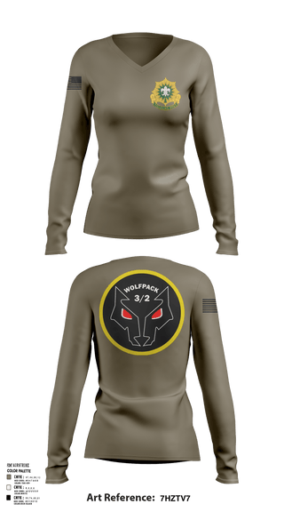 Womens Long Sleeve Vneck Shirt, Fury TRP 3/2CR, Army, Teamtime, Team time, sublimation, custom sports apparel, team uniforms, spirit wear, spiritwear, sports uniforms, custom shirts, team store, custom team store, fundraiser sports, apparel fundraiser