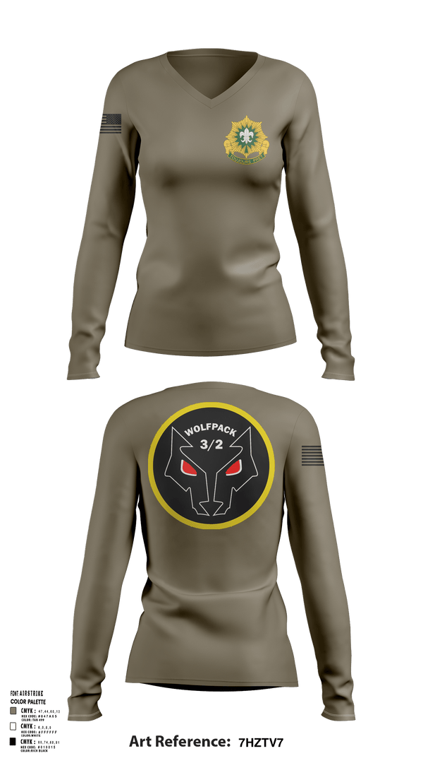 Womens Long Sleeve Vneck Shirt, Fury TRP 3/2CR, Army, Teamtime, Team time, sublimation, custom sports apparel, team uniforms, spirit wear, spiritwear, sports uniforms, custom shirts, team store, custom team store, fundraiser sports, apparel fundraiser