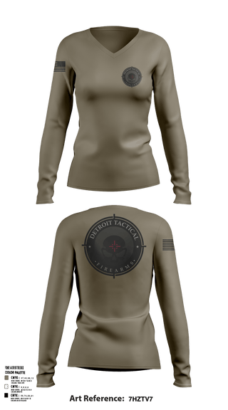 Womens Long Sleeve Vneck Shirt, Detroit Tactical Firearms, , Teamtime, Team time, sublimation, custom sports apparel, team uniforms, spirit wear, spiritwear, sports uniforms, custom shirts, team store, custom team store, fundraiser sports, apparel fundraiser