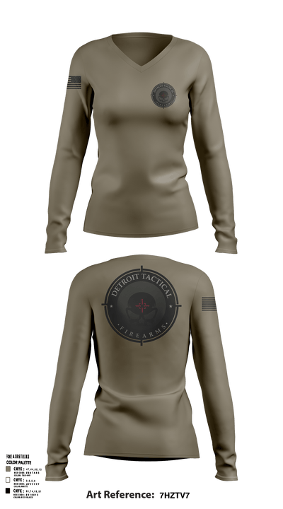 Detroit Tactical Firearms 87119150 Women's Long Sleeve V-neck Shirt - 51