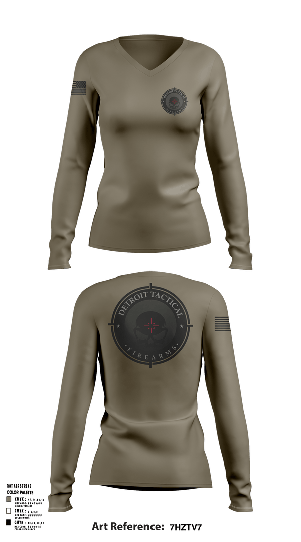Womens Long Sleeve Vneck Shirt, Detroit Tactical Firearms, , Teamtime, Team time, sublimation, custom sports apparel, team uniforms, spirit wear, spiritwear, sports uniforms, custom shirts, team store, custom team store, fundraiser sports, apparel fundraiser
