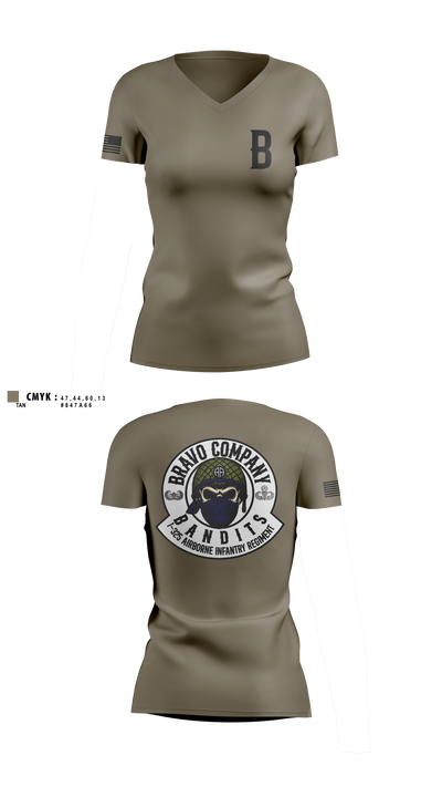 Bravo Company, 1-325 AIR, 2BCT, 82ND ABN DIV Women's Short Sleeve V-neck Shirt - 2