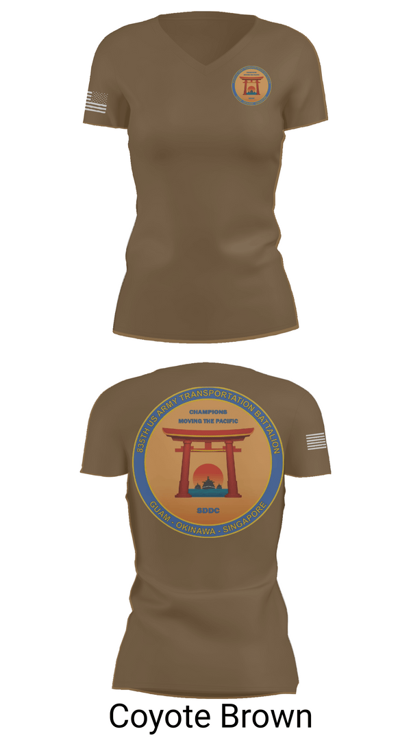 Womens Short Sleeve Vneck Shirt, 835th Transportation BN, Army, Teamtime, Team time, sublimation, custom sports apparel, team uniforms, spirit wear, spiritwear, sports uniforms, custom shirts, team store, custom team store, fundraiser sports, apparel fundraiser