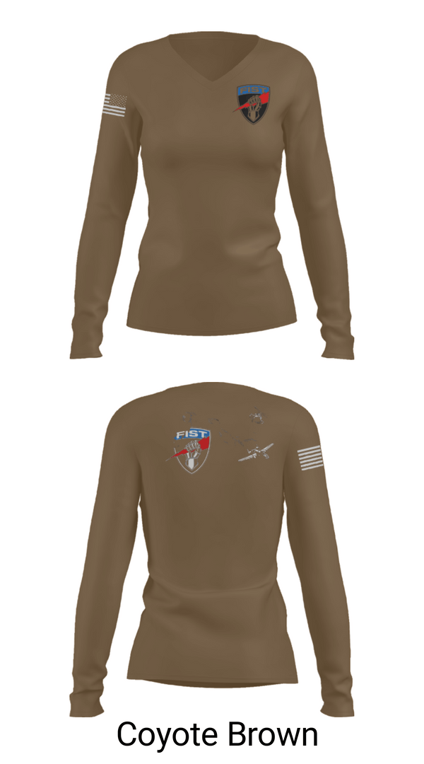 Womens Long Sleeve Vneck Shirt, 3-172 FiST, Army, Teamtime, Team time, sublimation, custom sports apparel, team uniforms, spirit wear, spiritwear, sports uniforms, custom shirts, team store, custom team store, fundraiser sports, apparel fundraiser