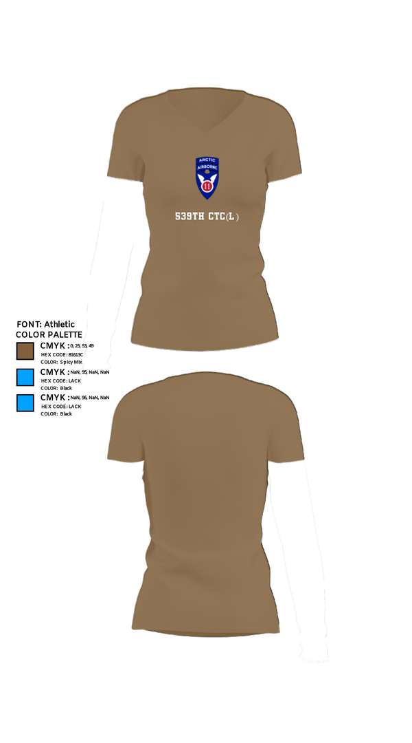 Women's Short Sleeve Vneck Shirt, 539th CTC(L), Army, Teamtime, Team time, sublimation, custom sports apparel, team uniforms, spirit wear, spiritwear, sports uniforms, custom shirts, team store, custom team store, fundraiser sports, apparel fundraiser
