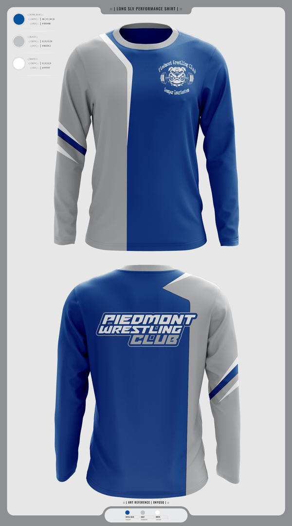 Long Sleeve Performance Shirt, Piedmont Youth Wrestling, Wrestling, Teamtime, Team time, sublimation, custom sports apparel, team uniforms, spirit wear, spiritwear, sports uniforms, custom shirts, team store, custom team store, fundraiser sports, apparel fundraiser