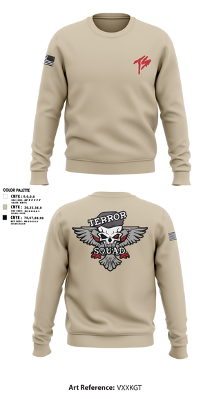Crew Neck Sweatshirt, Terro Squad, Army, Teamtime, Team time, sublimation, custom sports apparel, team uniforms, spirit wear, spiritwear, sports uniforms, custom shirts, team store, custom team store, fundraiser sports, apparel fundraiser